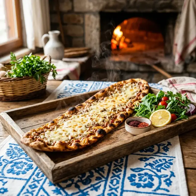 KAŞARLI PİDE (ETLİ EKMEK USULÜ) (1 PORSİYON) - HASAN USTA ETLİ EKMEK VE PİDE