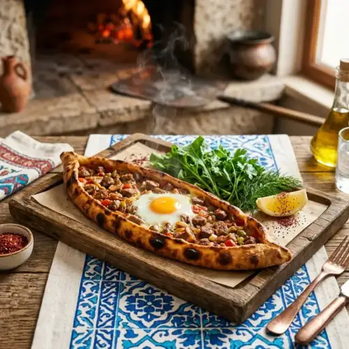 KUŞBAŞILI YUMURTALI PİDE (1 PORSİYON) - HASAN USTA ETLİ EKMEK VE PİDE